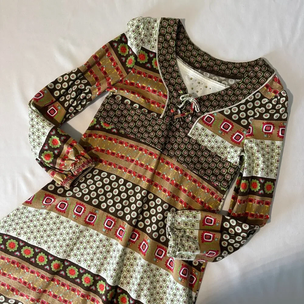Vintage Y2K TCP The Children's Place Bohemian Long Sleeve Dress Sz 6